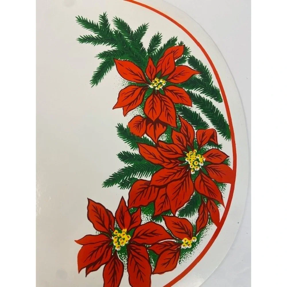 Vintage BHP Christmas Poinsettia Oval Placemats Set of 4 Holiday Table Decor